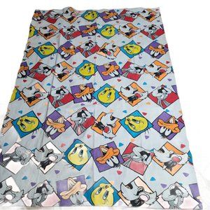 Vtg Looney Tunes Laughing Faces 85 X 56 Blanket Bugs Bunny Taz Tweety Sylvester